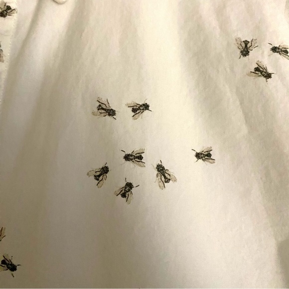 Zara Man Slim Fit Button Up White Shirt L Polka Dot Flies Unique Beelzebub Flies - Picture 3 of 8